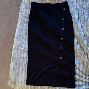 Sienna Sky Black Pencil Skirt with Button Detail